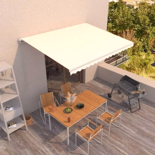 Berkfield Home Manual Retractable Awning in Beige, W: 400 cm, D: 350 cm