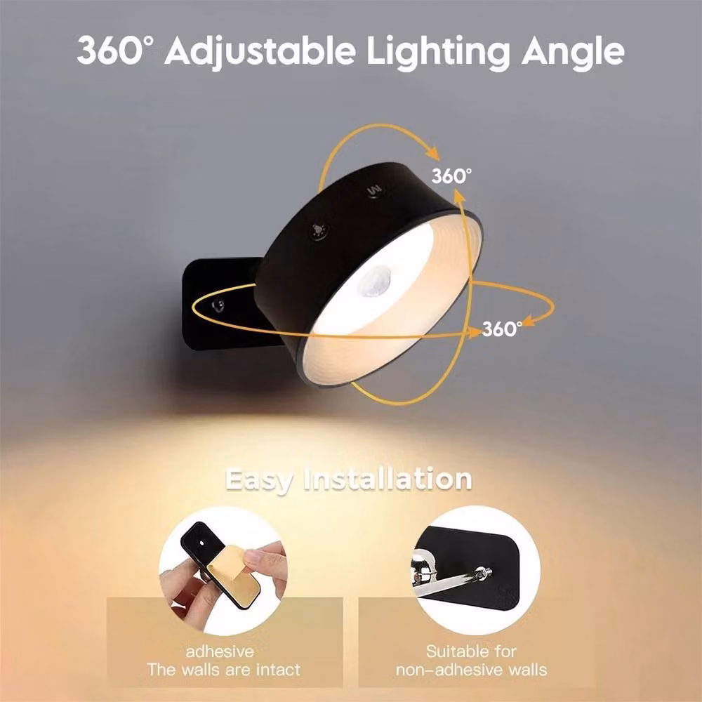 SPETLEK Black Magnetic Mount LED Wall Light with Remote Control, Motion Sensor and Dimmable Settings – 3