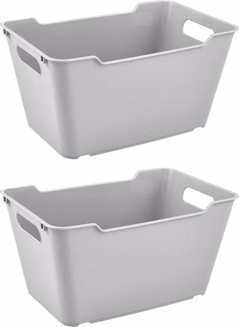 Keeeper Stackable Storage Box Set of 2, Grey, 12L, W: 35.5 cm, D: 23.5 cm, H: 20 cm
