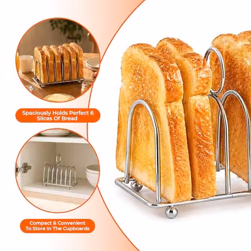 Innoteck Silver Stainless Steel Toast Rack for 6 Slices with Carry Handle – 3