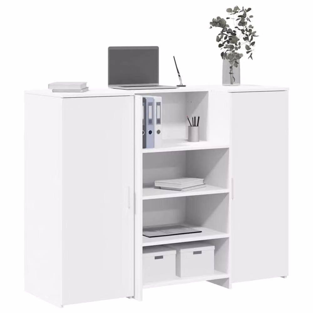 Berkfield Home White Reception Desk in Engineered Wood, W/D/H: 135 x 50 x 103.5 cm – 2