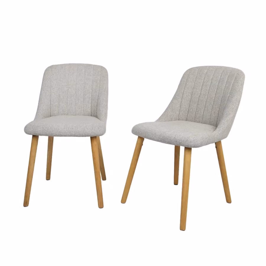 Home Garden Direct Emilia Dining Chairs in Grey Textured Linen with Rubberwood Legs (Set of 2) – 2