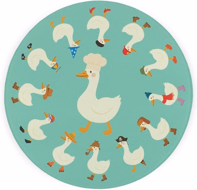 Purely Home Silly Goose Round Textured Glass Worktop Protector and Chopping Board in Multicolour