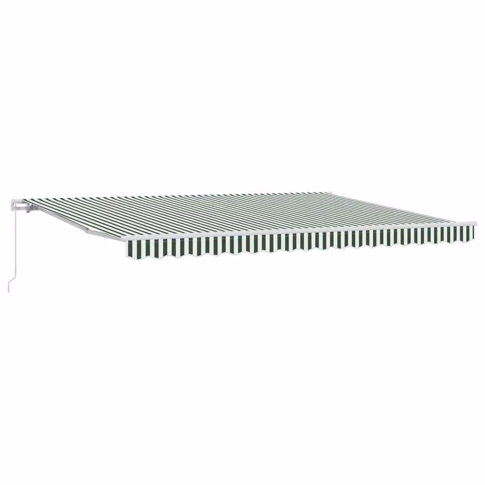 Berkfield Home Manual Retractable Wall-Mounted Awning in Green and White Striped Acrylic Fabric, W: 450 cm, D: 350 cm – 2