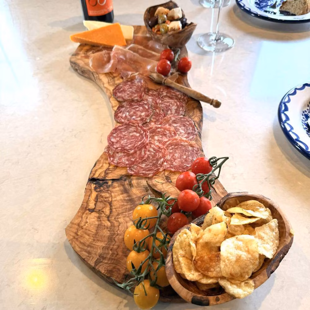 Verano Spanish Ceramics Rustic Slim Olive Wood Charcuterie Board, Brown, W: 14 cm, L: 60 cm – 9