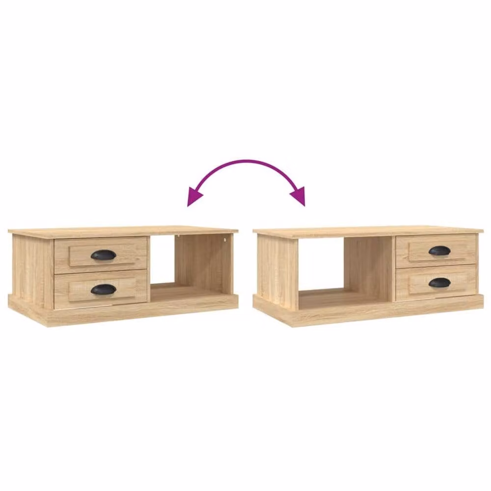 Berkfield Home Sonoma Oak Decorative Coffee Table in Light Brown, W/D/H: 90 x 50 x 35 cm – 2