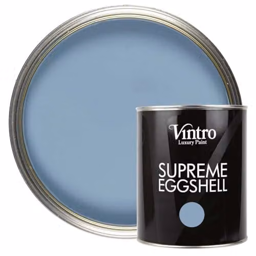 Vintro Morocco Blue Water Based Satin Eggshell Paint for Interior and Exterior Walls, Wood and Trim, 1 Litre