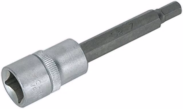 Loops 7mm Hex Key Socket Bit, 1/2 Inch Sq Drive, Silver Steel