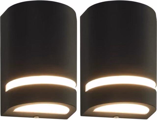 Berkfield Home Set of 2 Black Modern Outdoor Wall Lights with Downlighting and IP44 Rating