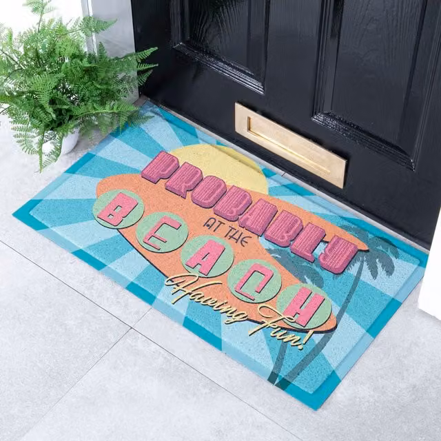 Artsy Mats Probably At The Beach Doormat in White and Multicolour, W/D/H: 70 x 40 cm – 1