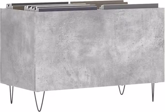 Berkfield Home Record Cabinet in Concrete Grey, W/D/H: 74.5 x 38 x 48 cm