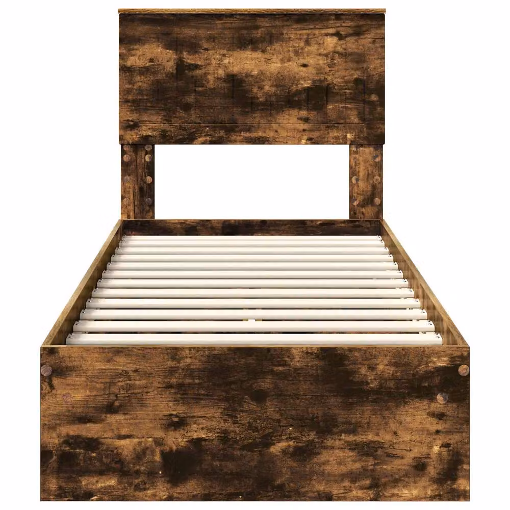 Berkfield Home Modern Storage Bed with Drawer in Smoked Oak Brown, W: 75 cm, L: 190 cm – 4