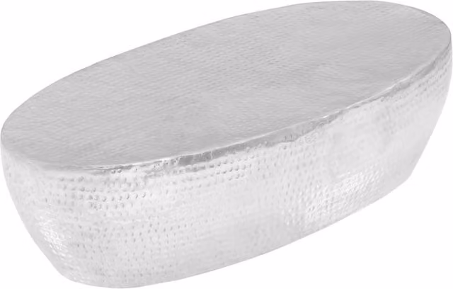 Berkfield Home Hammered Silver Aluminium Coffee Table, W/D/H: 100 x 50 x 28 cm
