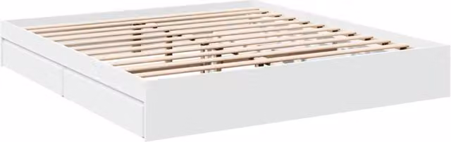 Berkfield Home Modern Super King Bed Frame with Drawers, White, W/D/H: 180 x 203 x 28 cm