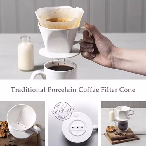 Wm Bartleet & Sons Traditional Porcelain Coffee Filter Cone in White – 2