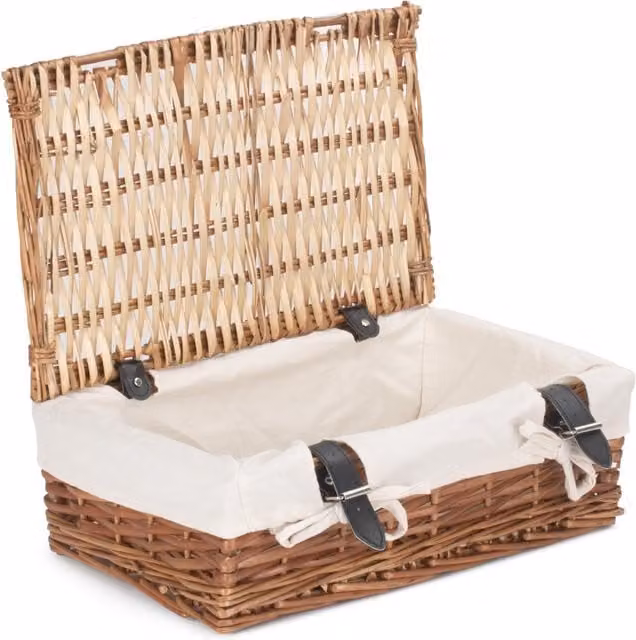 Red Wicker Rectangular Empty Gift Hamper with White Cotton Lining – 1