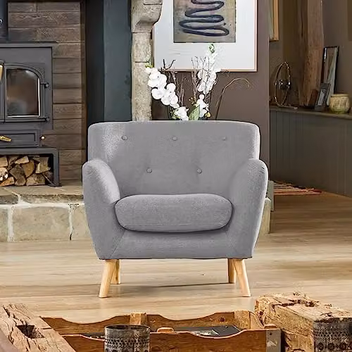 Artemis Home Lynwood Scandi Style Grey Fabric Armchair, Width: 86 cm