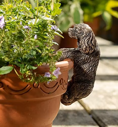 Jardinopia Antique Bronze Cavalier King Charles Spaniel Hanging Plant Pot Buddy – 3