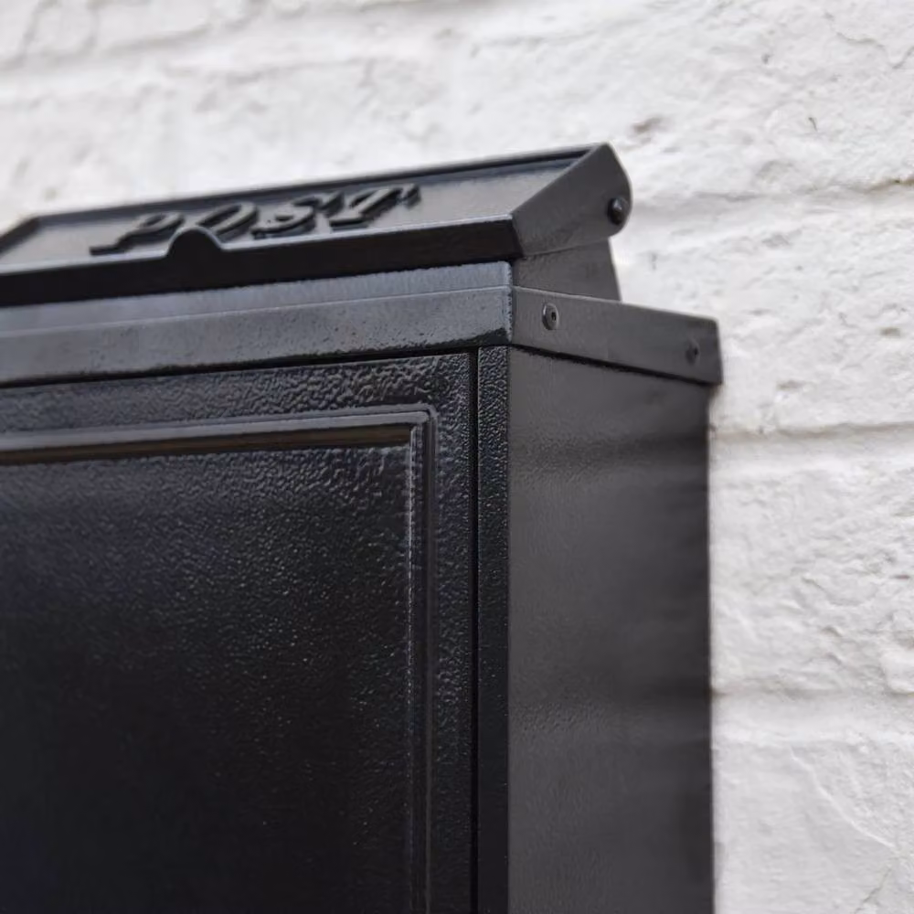 NESTLUNE Black Simplistic Locking Wall Mounted Post Box – 4