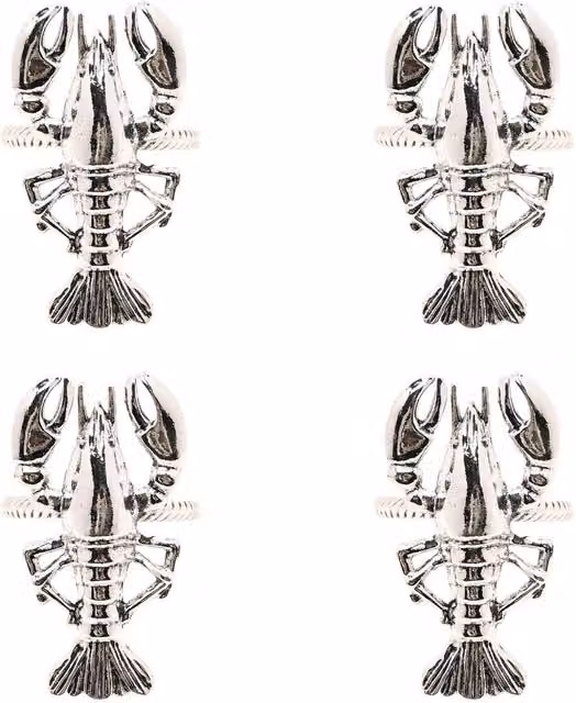 Hestia Set of 4 Silver Lobster Napkin Rings