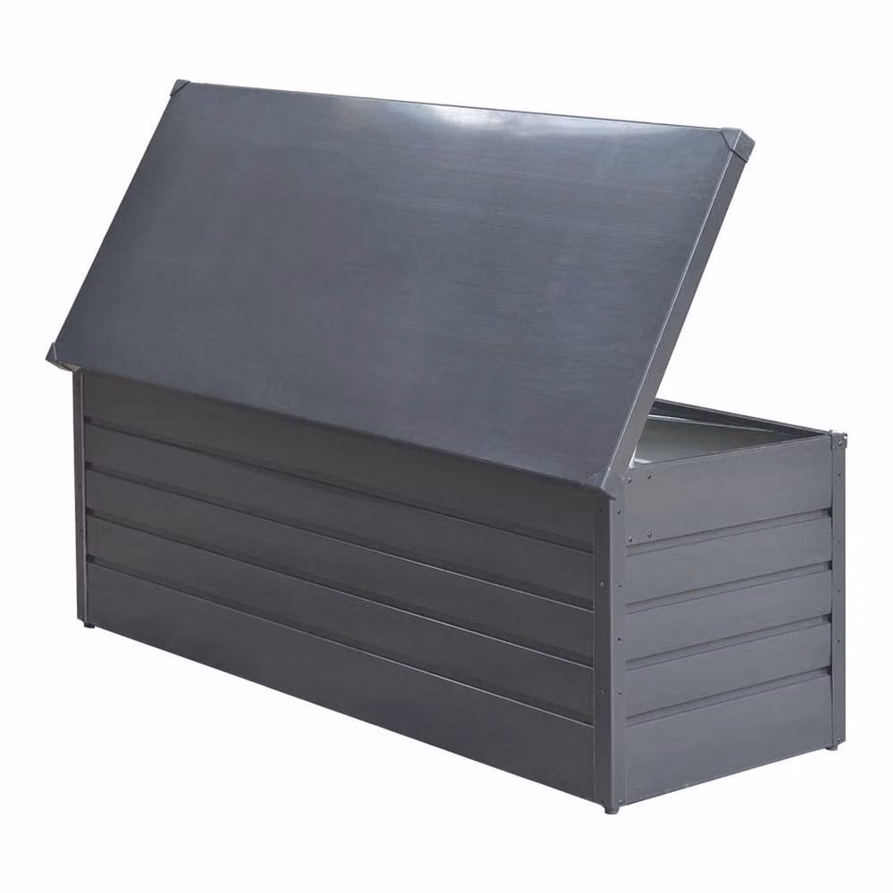 FLAVORA Modern Matt Grey Galvanised Steel Trunk Container Garden W: 100 cm, D: 15 cm – 4