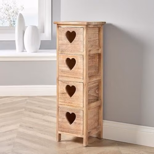Home Source 4 Drawer Wooden Storage Chest of Drawers in Natural Brown – 1
