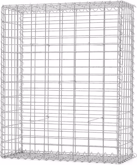 Kelvenix Silver Galvanised Steel Gabion Basket Cage, W: 100 cm, D: 80 cm, H: 30 cm