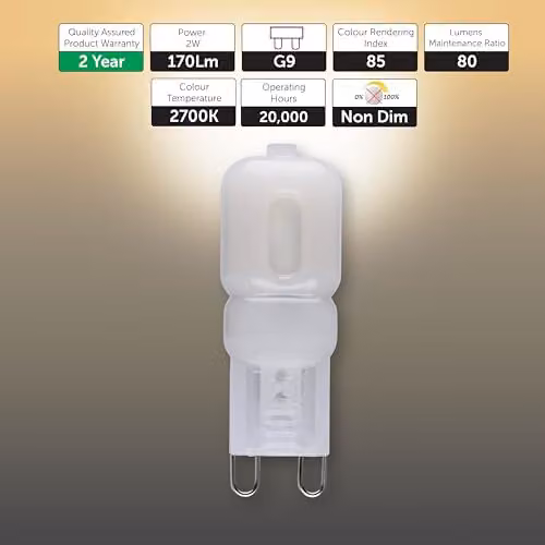 BELL Lighting G9 LED Capsule Bulbs, Warm White, 2W, Pack of 10 – 2