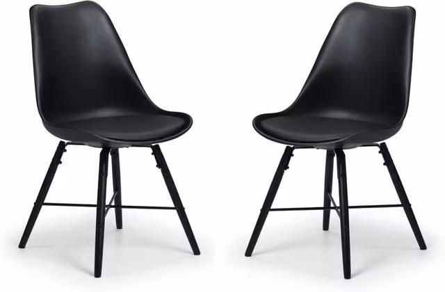 Cheshire Rosedale Set of 2 Industrial Dining Chairs in Black with Matt Metal Legs