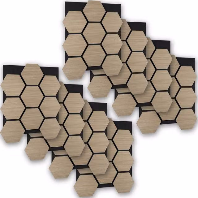 tectake Sound-Absorbing Felt Acoustic Panels in Brown