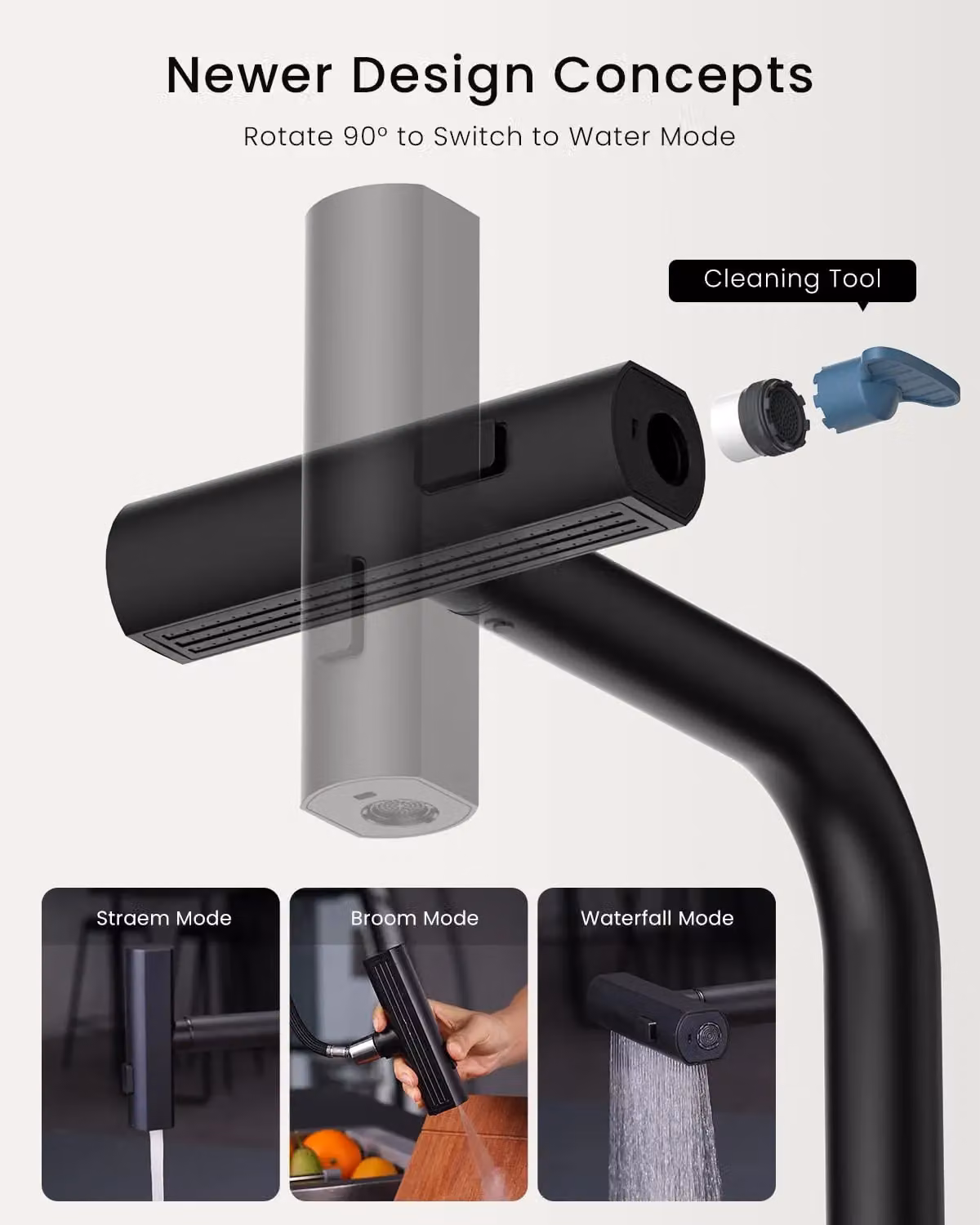 Appaso Stainless Steel Kitchen Tap with Pull Out Spray in Gold and Black – 4