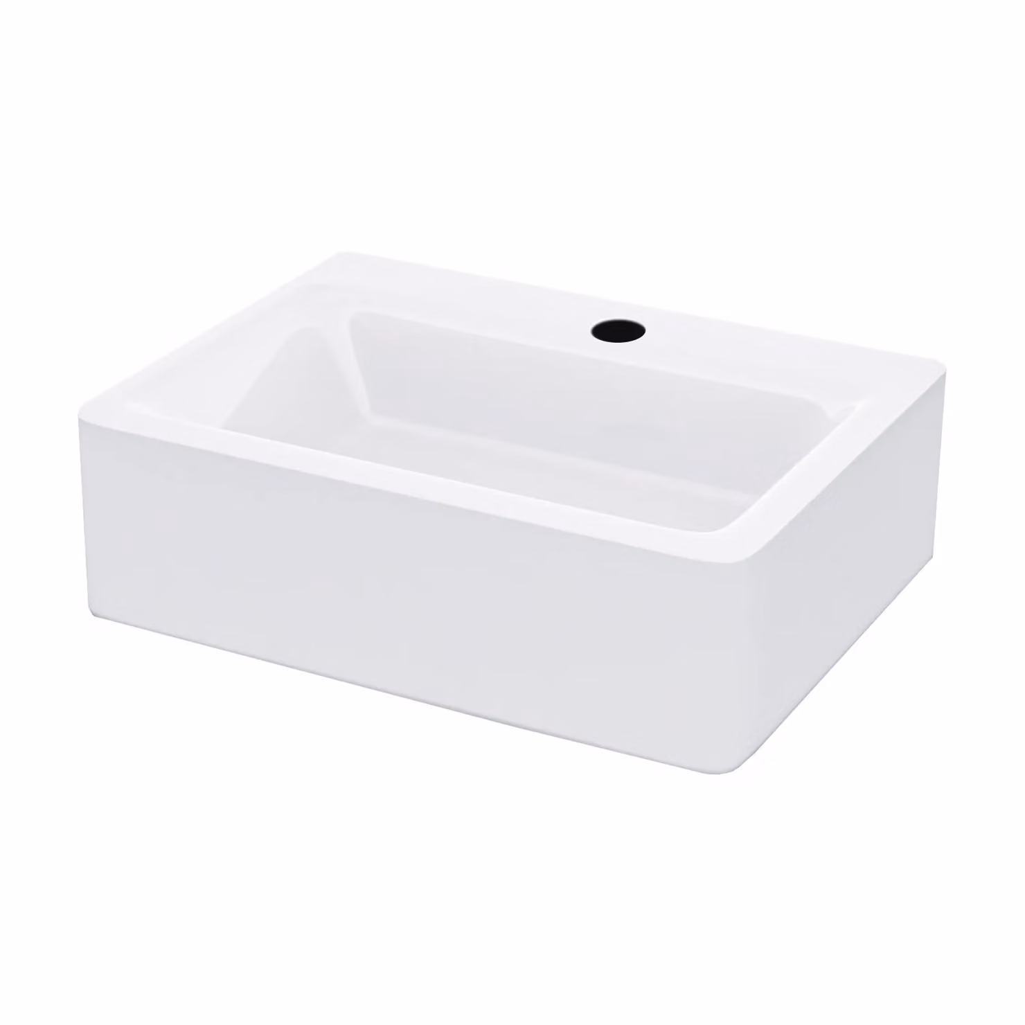 Nes Home Leven White Rectangular Countertop Cloakroom Basin with Rounded Edges W: 42 cm, D: 32 cm – 2