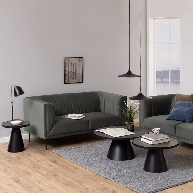 Furniture To Go Soli Low Round Ceramic Coffee Table in Black Matt