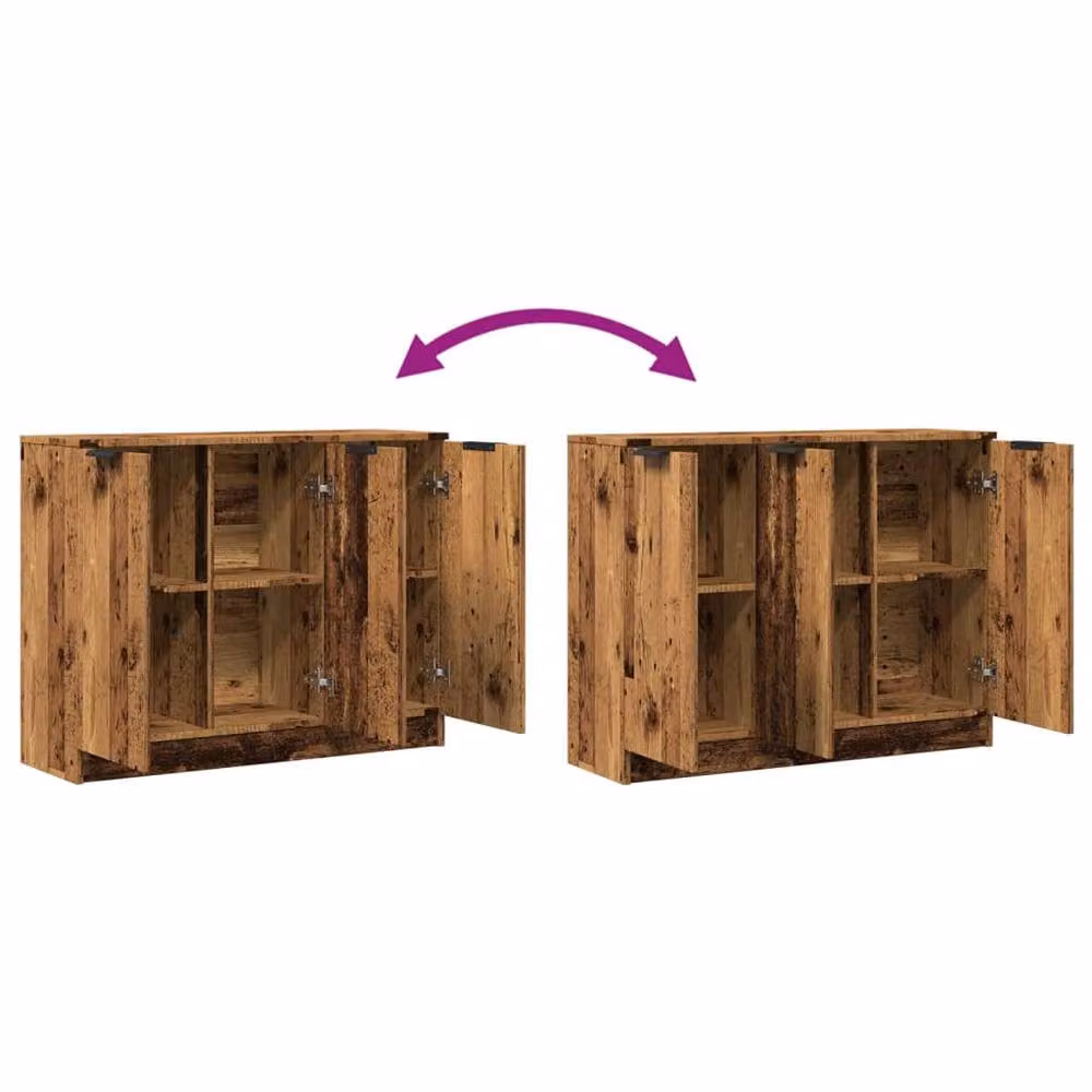 Berkfield Home Rustic Old Wood Sideboard in Brown, W/D/H: 90.5 x 30 x 70 cm – 6