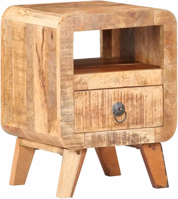 Berkfield Home Bedside Cabinet in Brown Rough Mango Wood, W/D/H: 30 x 30 x 41 cm – 1