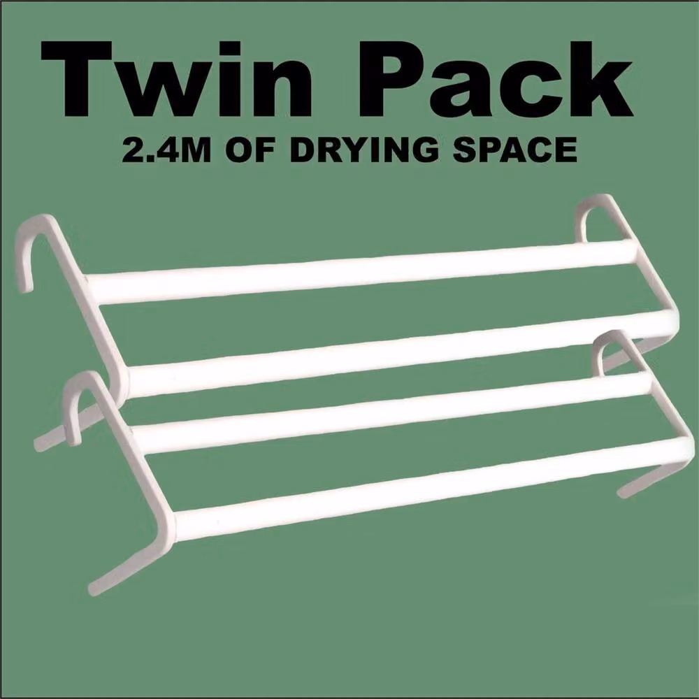 Nordara 2 Bar Twin Pack Radiator Airer Towel Rail and Indoor Clothes Drying Rack in White, W: 100 cm, D: 15 cm – 4