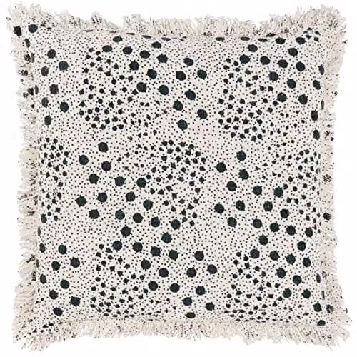Riva Home Yard Hara Dotted Square Cushion in Green with Removable Organic Cotton Cover, W/D/H: 50 x 50 x 50 cm