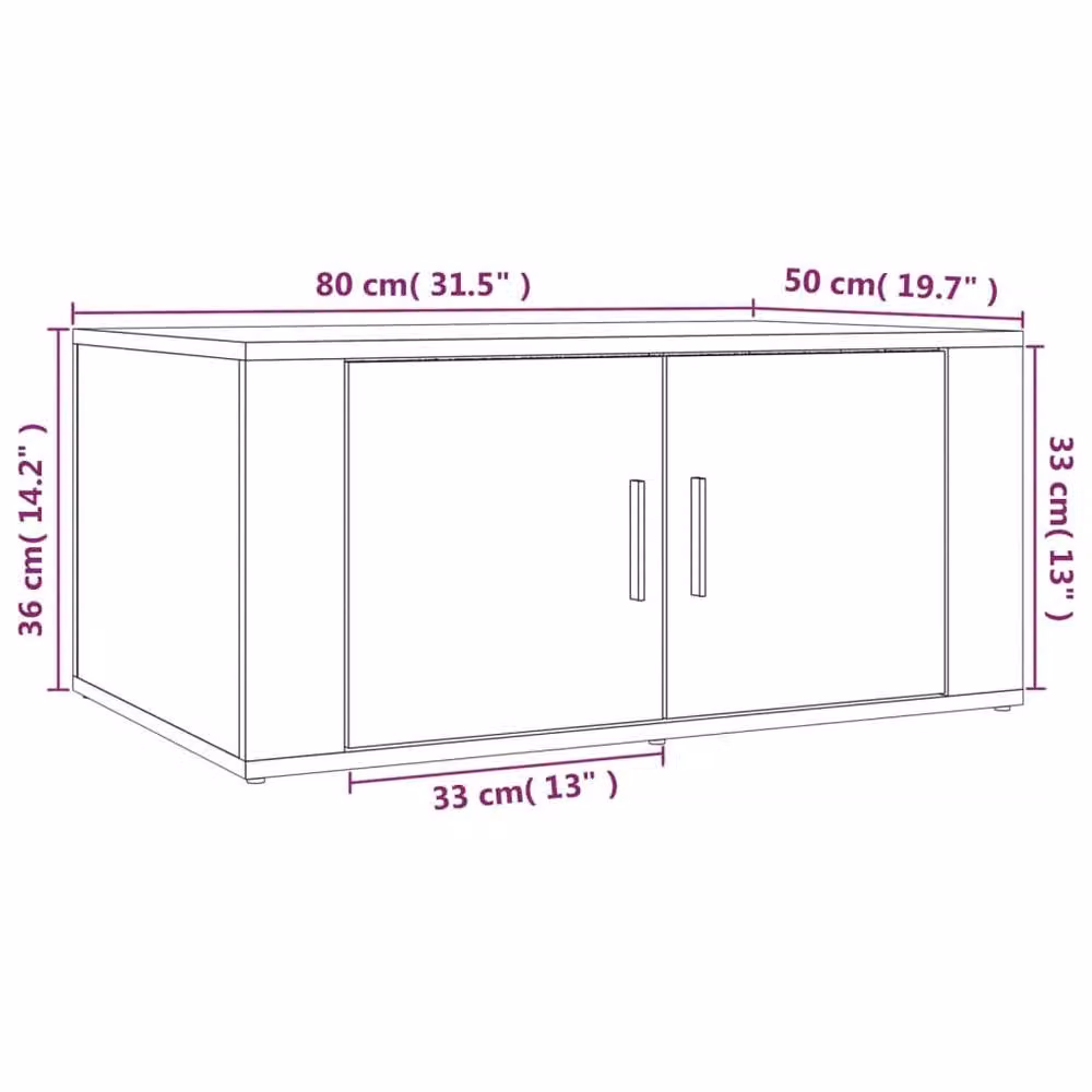 Berkfield Home Modern Brown Oak Coffee Table, W/D/H: 80 x 50 x 36 cm – 5