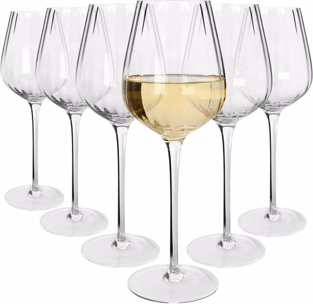 Argon Tableware Kensington Optic Crystal Striped White Wine Glasses, 360ml, Pack of 6, Transparent – 2