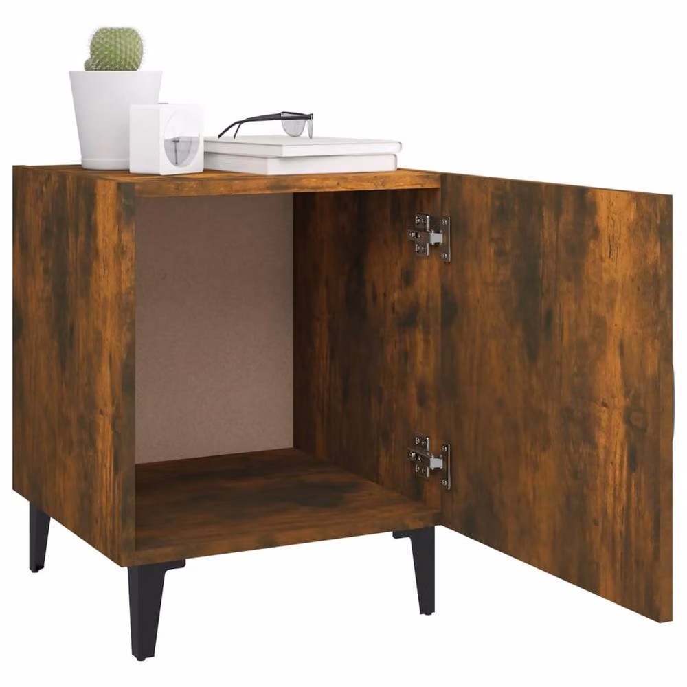 Berkfield Home Set of 2 Smoked Oak Bedside Cabinets in Brown – 4