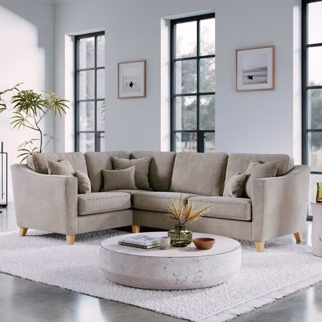 The Great Sofa Company Jackson Right Hand Facing Chenille Corner Sofa in Stone