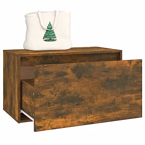 vidaXL Modern Hall Bench and Shoe Rack in Smoked Oak, W: 80 cm, D: 40 cm, H: 45 cm – 4