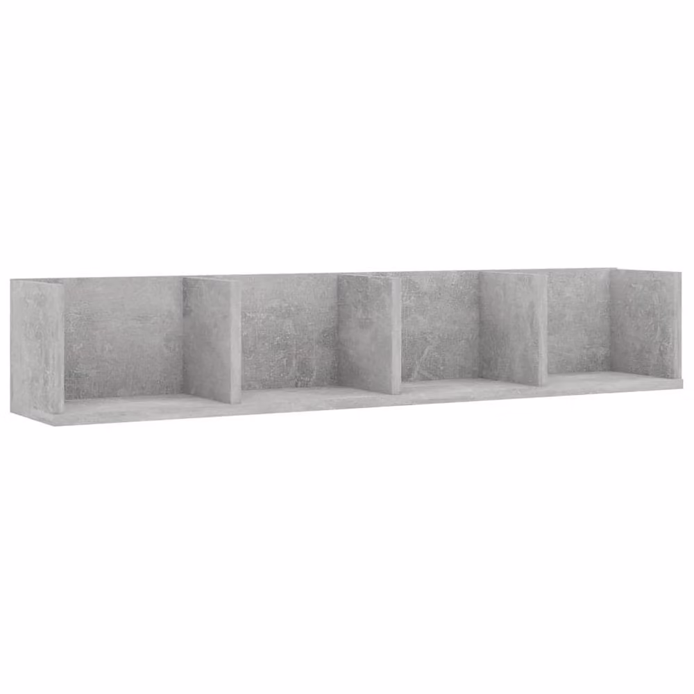 Berkfield Home Durable CD Wall Shelf in Concrete Grey, W/D/H: 100 x 18 x 18 cm – 3