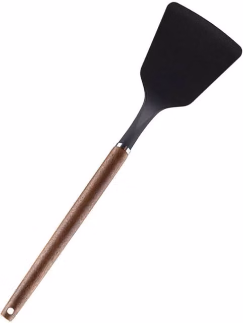 VFM e-Store Acacia Wood Heat Resistant Non-Scratch Turner in Black, Length: 32 cm