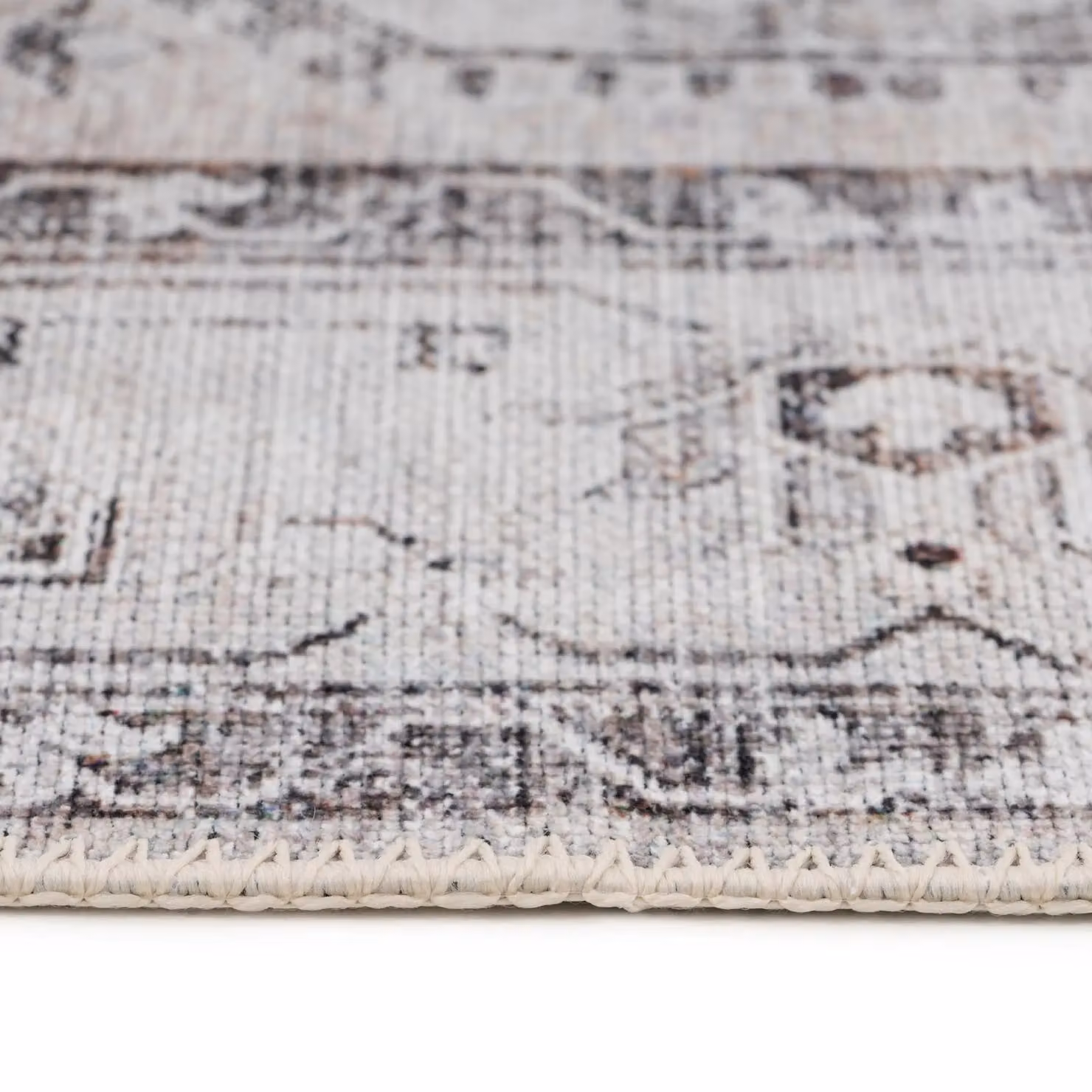 Kukoon Washable Runner Rug with Beige Border in Grey, W/D/H: 80 x 300 cm – 3