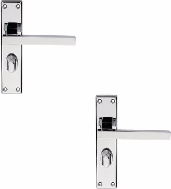 Loops 2x Pair Straight Square Bathroom Handles with Backplate in Polished Chrome, W: 180 mm x H: 40 mm