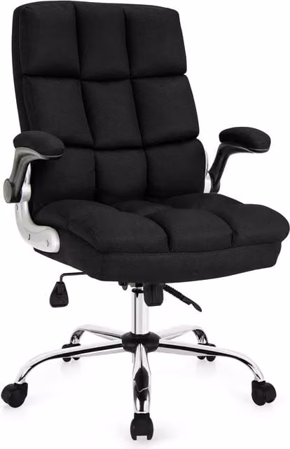 Costway Modern Black Executive Chair with Headrest, Armrests and Height Adjustment