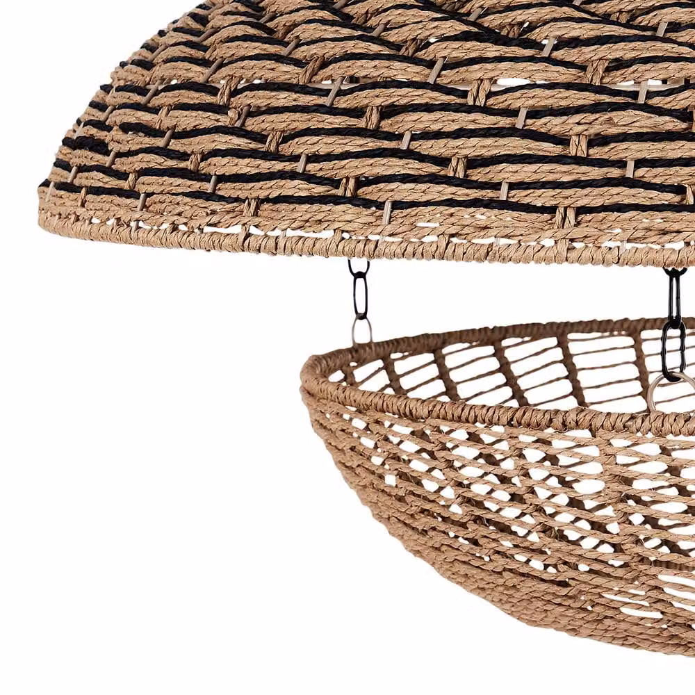 Wyld and Coco Natural Paper Rope Pendant Lamp in Brown, Beige and Sand with Metal Mount, Diameter: 65 cm – 3