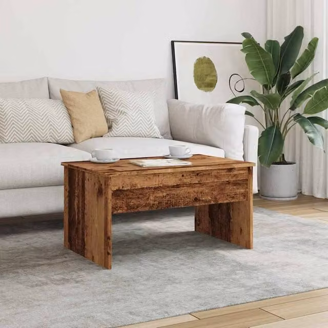 Berkfield Home Modern Rectangular Coffee Table in Brown with Lift Mechanism, W/D/H: 80 x 50.5 x 41.5 cm