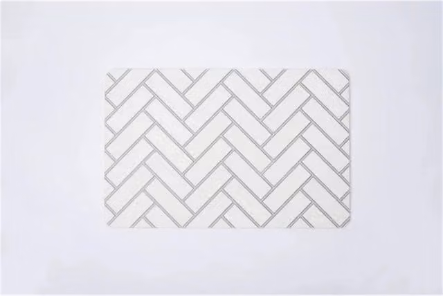 Nordara Grey and White Striped Rectangular Quick-Drying Non-Slip Diatomaceous Earth Bathroom Mat, W: 60 cm, D: 40 cm